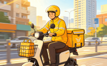 外卖小哥，请来喝杯免费咖啡Delivery guy, please come and have a free cup of coffee