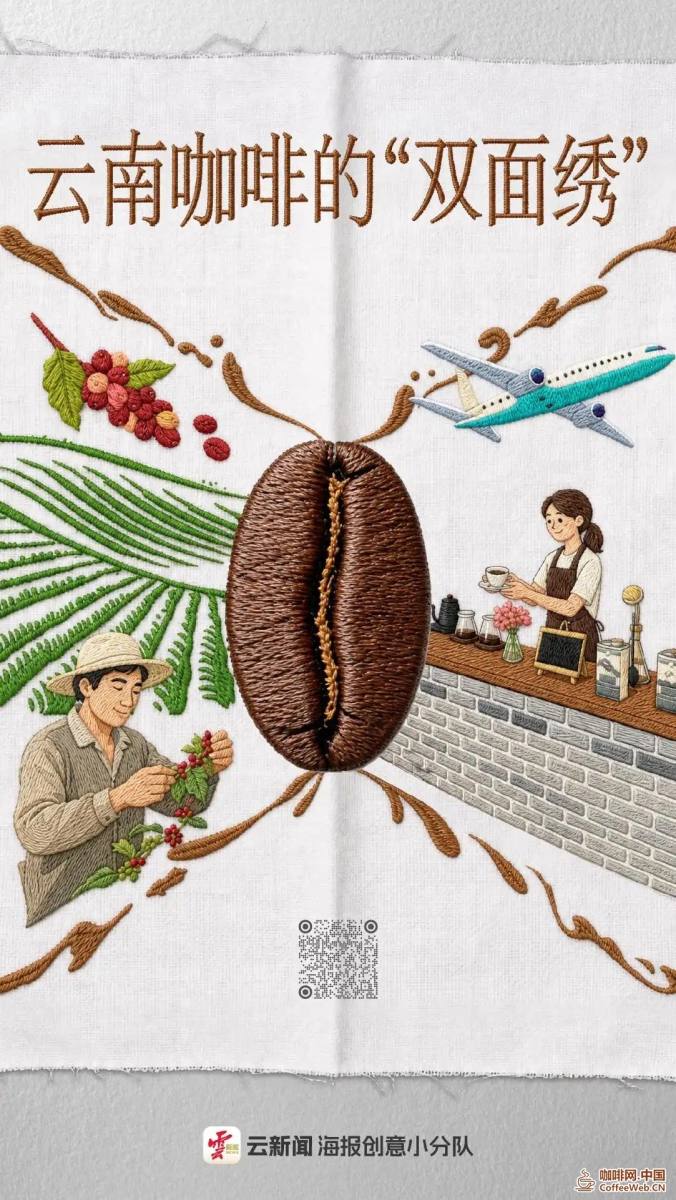 云新闻创意海报丨云南咖啡“双面绣”